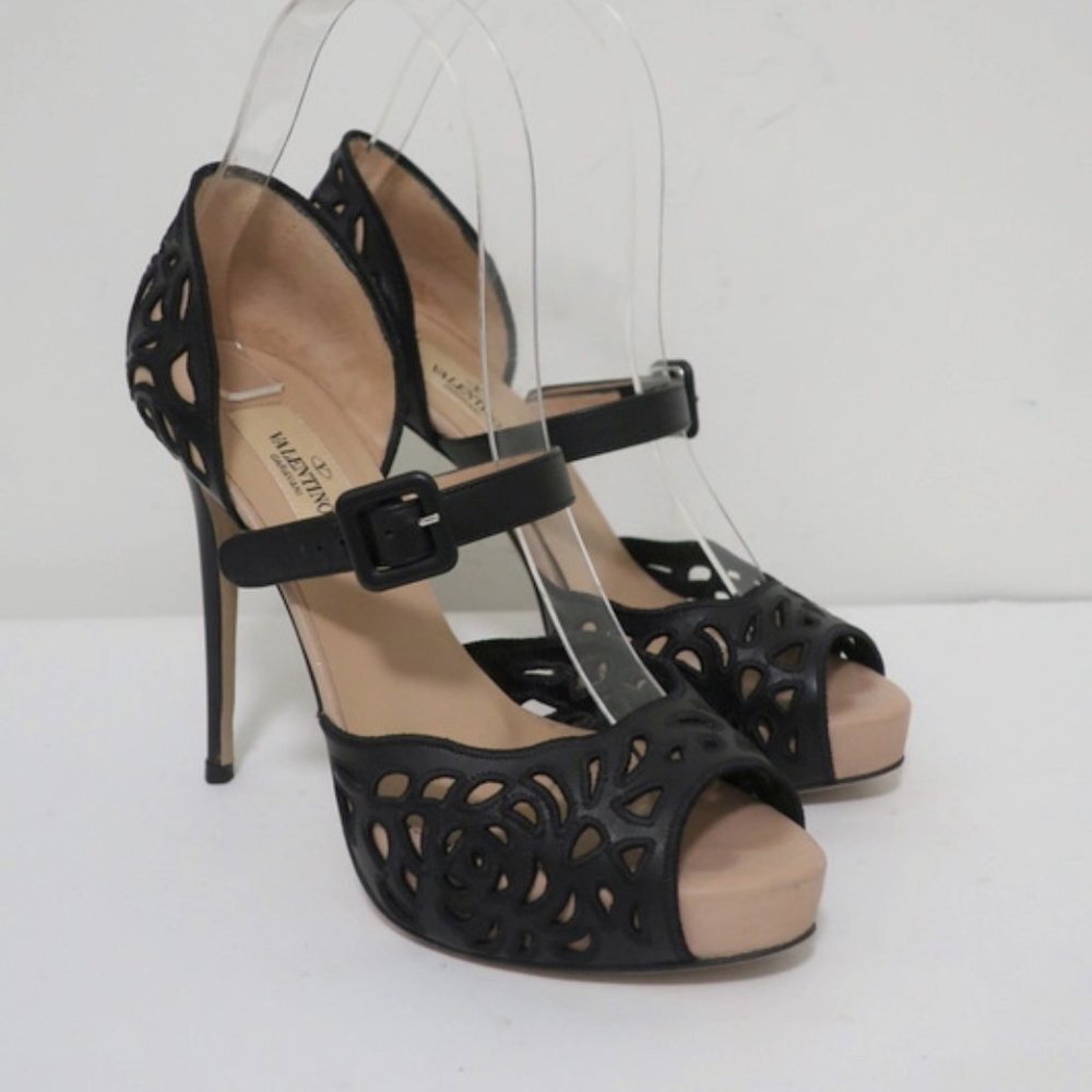 Valentino Laser Cut Platform Sandals Size 35.5